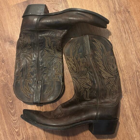 Lucchese Corbin Men’s Leather Western Boots Size 9 1/2 Brown N1556 main image 8